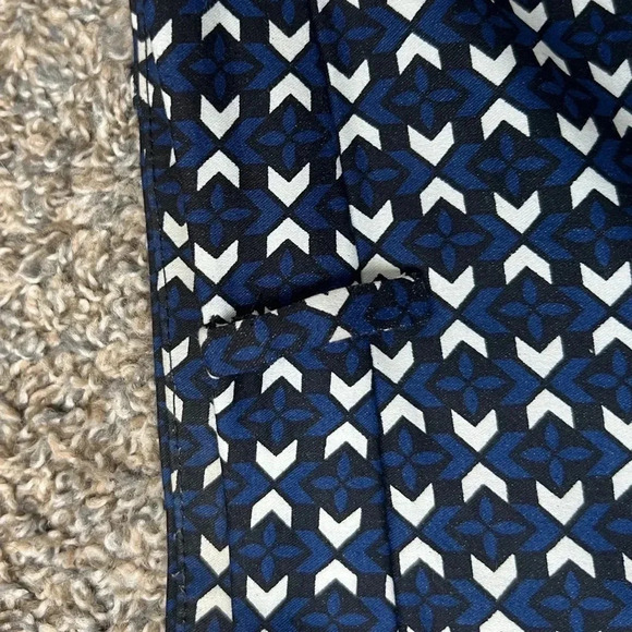 H&M NAVY BLUE BLACK PRINT ANKLE CROPPED PANTS STRETCH MID/HIGH WAIST SIZE 10 - Picture 6 of 14